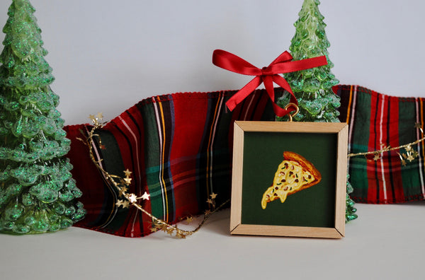 Supreme Pizza Slice Christmas Ornament